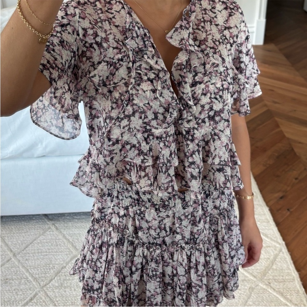 Misa Los Angeles Floral Ruffle Two-Piece Set
